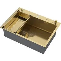 Кухонная мойка ARFEKA ECO AR мойка 700500 POP-UP, коландер G, дозатор GOLD DECOR