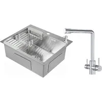 Кухонная мойка Saniteco 6050 X-Joy S F85B05700 (с сифоном, дозатором и коландером)