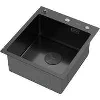 Кухонная мойка ARFEKA ECO AR 450500 POP-UP BLACK PVD NANO DECOR VOLCANIC ROCK
