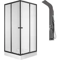 Душевой уголок Saniteco SN-1002B LYPA-4 (черный/панель черная глянцевая)