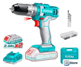 Ударная дрель-шуруповерт Total TIDLI201452 (с 2-мя АКБ, кейс, набор оснастки)