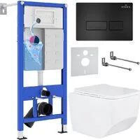 Унитаз подвесной Roxen Boro One Rimless 6 в 1 StounFix Dual Fresh 582388 (кнопка черный матовый)
