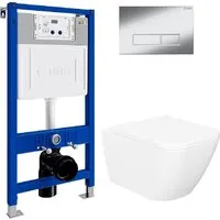 Унитаз подвесной Lauter Nuremberg 21811 21901001 (белый, с кнопкой смыва 219701HD хром)