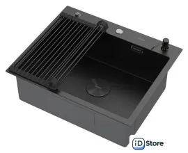 Кухонная мойка ARFEKA ECO AR мойка 600500 POP-UP, роллер-мат, дозатор BLACK DECOR