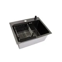 Кухонная мойка Wisent WS-35040B/GER013 (с сифоном, дозатором и коландером)