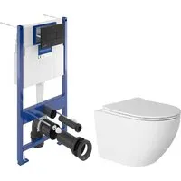 Унитаз подвесной Saniteco Torando T-203W Villeroy Boch 92122870 921228AN (кнопка черная)