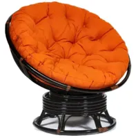 Кресло-качалка TetChair Papasan W 23/01 B с подушкой (античный черно-коричневый/оранжевый)