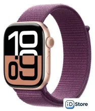 Умные часы Apple Watch Series 10 46 мм (алюминиевый корпус, розовое золото/сливовый, нейлоновый ремешок)