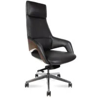 Кресло офисное Norden Шопен / FK 0005-A Black Leather (кожа черная/алюминий)