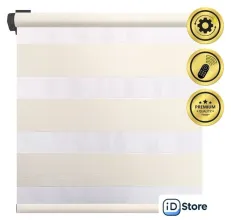 Рулонная электроштора НеоФьюжен Юпитер 180х250 левая (слоновая кость, черная фурнитура)