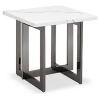 Журнальный столик Stool Group Нэйтан 61x61 / EET-0106-GM (белый мрамор/сталь темный хром)