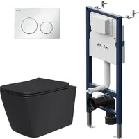 Унитаз подвесной Lauter Magdeburg 21103EC I012709 PrimeFit L I090101 (черный матовый с кнопкой смыва белый глянцевый)