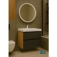 Мебель для ванных комнат Vela Тумба под умывальник Vela Мира Лайт 60П под Classica (небраска/черный мат) TU0315