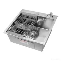 Кухонная мойка ARFEKA ECO AR 500500, коландер, дозатор SATIN DECOR CL ARDS AR