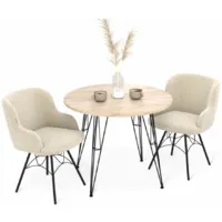 Обеденная группа Sheffilton SHT-DS150 бежевый/черный муар/дуб сонома светлый