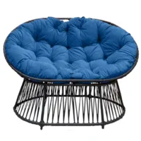 Кресло садовое Craftmebel Мамасан Премиум (черный/голубой)