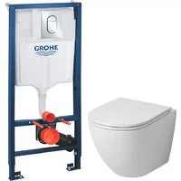Унитаз подвесной Grossman GR-4455SQ GROHE Rapid SL 39504000 (с сиденьем, с кнопкой)