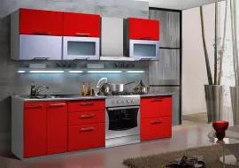 Кухня Яна мдф красный металлик