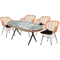 Обеденная группа Garden Story Адриан GS006/GS007 (черный/ротанг бежевый)