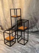 Цветочница из металла и дерева "Виток Трио " (3 элемента)