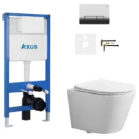 Унитаз подвесной с инсталляцией Axus 011D с унитазом Brillo 2380t и кнопкой 097HDC