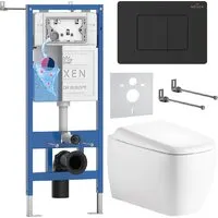 Унитаз подвесной Roxen Martin в комплекте с инсталляцией StounFix Dual Fresh 6 в 1 868521 (кнопка черный)