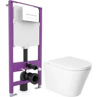 Унитаз подвесной Saniteco KW-9005W Triton Pro EVO815N (с кнопкой белый, матовый)