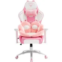 Игровое (геймерское) кресло Zone51 Kitty Meow (розовый/белый)