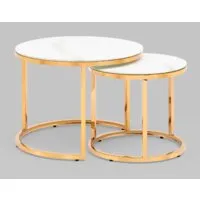 Журнальный столик Stool Group Селена (стекло белый мрамор/золото)