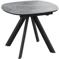 Кухонный стол Трия Найтон Тип 1 раздвижной (черный муар/керамика матовая/серый мрамор)