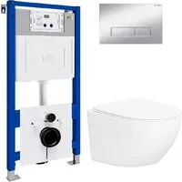 Унитаз подвесной Lauter Sulzdorf 21901001 (белый с микролифтом и кнопкой смыва 219703HD сатин)