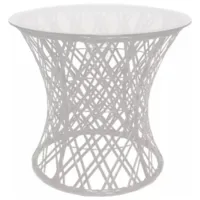 Стол садовый M-Group Бонго Макси Со стеклом 56см / 19240157 (бесцветный/белый)