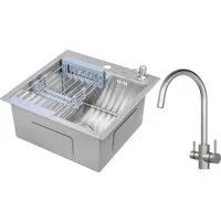 Кухонная мойка Saniteco 4848 X-Joy S F85B07700 (с сифоном, дозатором и коландером)