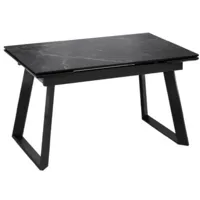 Кухонный стол Трия Стоун Тип 1 (черный муар/керамика матовая черный мрамор)
