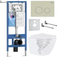 Унитаз подвесной Roxen Antares Tornado Long в комплекте с инсталляцией StounFix Dual Fresh 6 в 1 868411 (кнопка белый глянцевая)