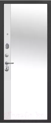 Входная дверь Гарда 9 серебро/эмалит белый зеркало