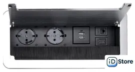 Блок розеток AKS Atlas USB выдвижной (2 розетки, алюминий)