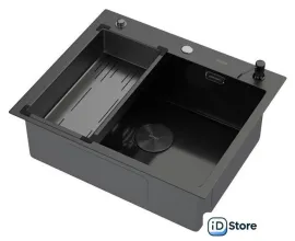Кухонная мойка ARFEKA Eco AR мойка 600500 POP-UP, коландер G, дозатор BLACK DECOR MILLET GRAINS