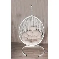 Подвесное кресло Craftmebel Кокон Капля Стандарт (белый/бежевый)