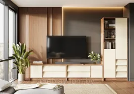 Гостиная Рейн (Комплект 1) - Дуб Крафт табачный/Кашемир (3,2м)