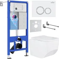 Унитаз подвесной Roxen Boro One Rimless 6 в 1 StounFix Dual Fresh 506177 (кнопка белый глянец)