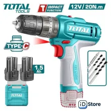 Ударная дрель-шуруповерт Total TIDLI12206 (с 2-мя АКБ)