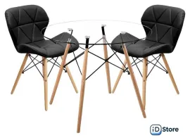 Обеденная группа Mio Tesoro ST-011/SC-026 (стекло/дерево, черный)