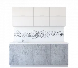 Готовая кухня Артём-Мебель Яна--Ш СН-114 без стекла (МДФ) 2,4м белый/бетон