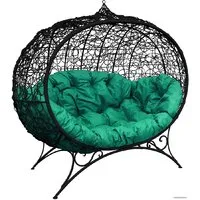 Садовый диван M-Group Улей на ножках 11220404 (черный ротанг/зеленая подушка)