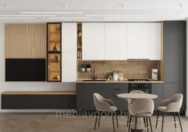 Кухня-гостиная YOURHOUSE 4.85 - Белый глянец/Графит софт (МК Стиль)