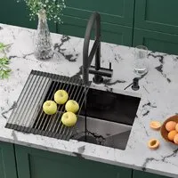 Кухонная мойка Roxen Uno 560210-54B-V графит/текстурная PVD покрытие (с ролл-матом и дозатором)