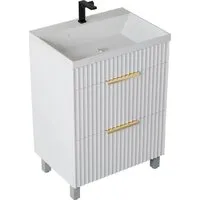 Мебель для ванных комнат Vela Тумба под умывальник Vela Волна 60Н под Classica (белый мат) золотой хекса TU9260