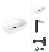 Умывальник Lauter 21836 Cascade 21СК0655BS с сифоном 21635B (черный матовый)