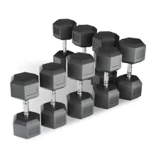 Ряд гантелей гексагональных UNIX Fit обрезиненных от 12,5 до 30 кг